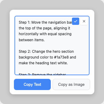 AI prompt panel in edit mode with textarea and save/cancel buttons