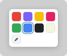 Color palette with 8 swatches and eyedropper