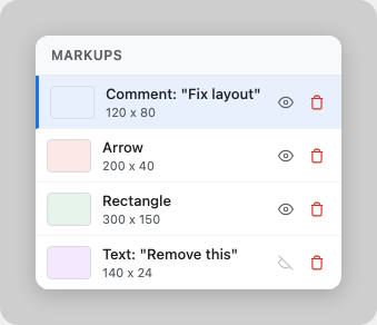 Layers panel showing annotation list